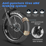 KETELES Electric Fat Tire Bicycle Folding Bike 48V 18Ah 1000W Lithium Battery Beach Snow Mountain 20" Ebike Moped